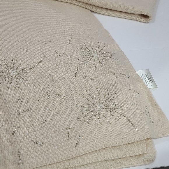 WOOL & ANGORA SCARF WITH PEARL & STONE BEAD DETAIL - Picture 8 of 9